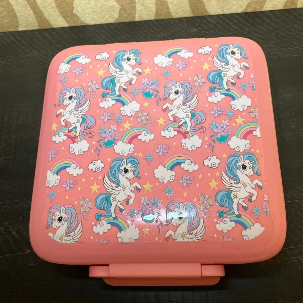 Pink Unicorn Bento Lunch Box Set with Insulated Stainless Steel Food Jar Jar